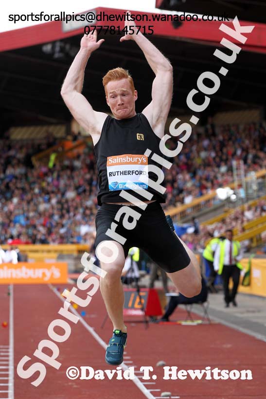 Greg Rutherford in the long jump at the Sainsbury's Birmingham Grand Prix. Photos: David T. Hewitson/Sports for All Pics